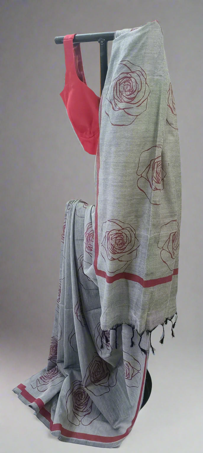 Ashrose Whisper Motka Print Cotton Saree