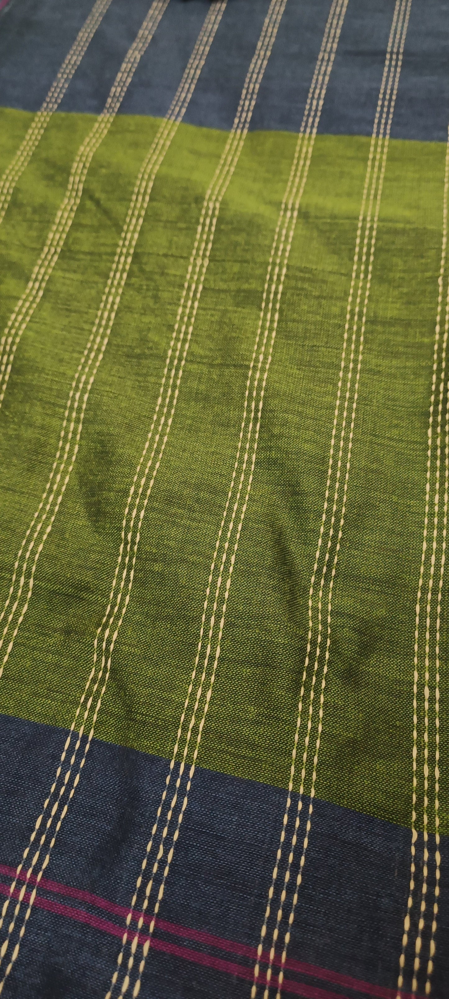 Twilight Moss Kantha Cotton Saree