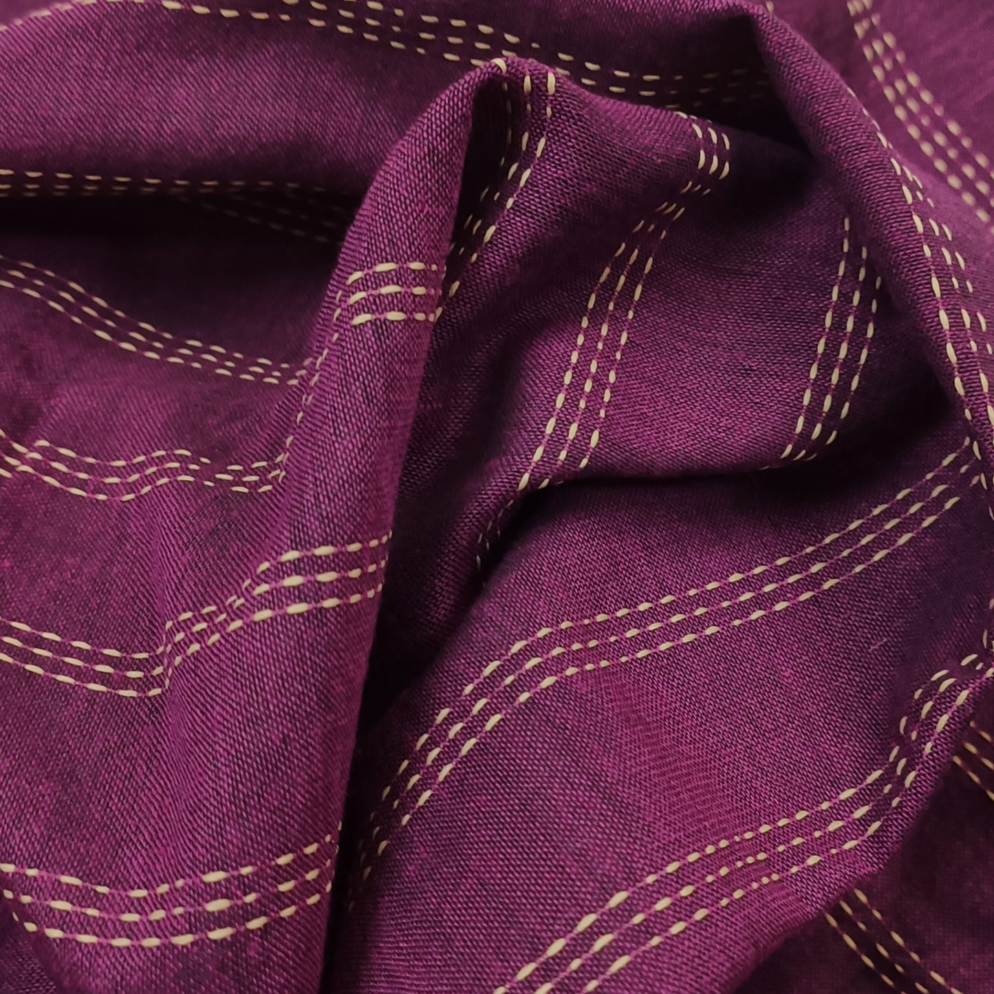 Twilight Moss Kantha Cotton Saree