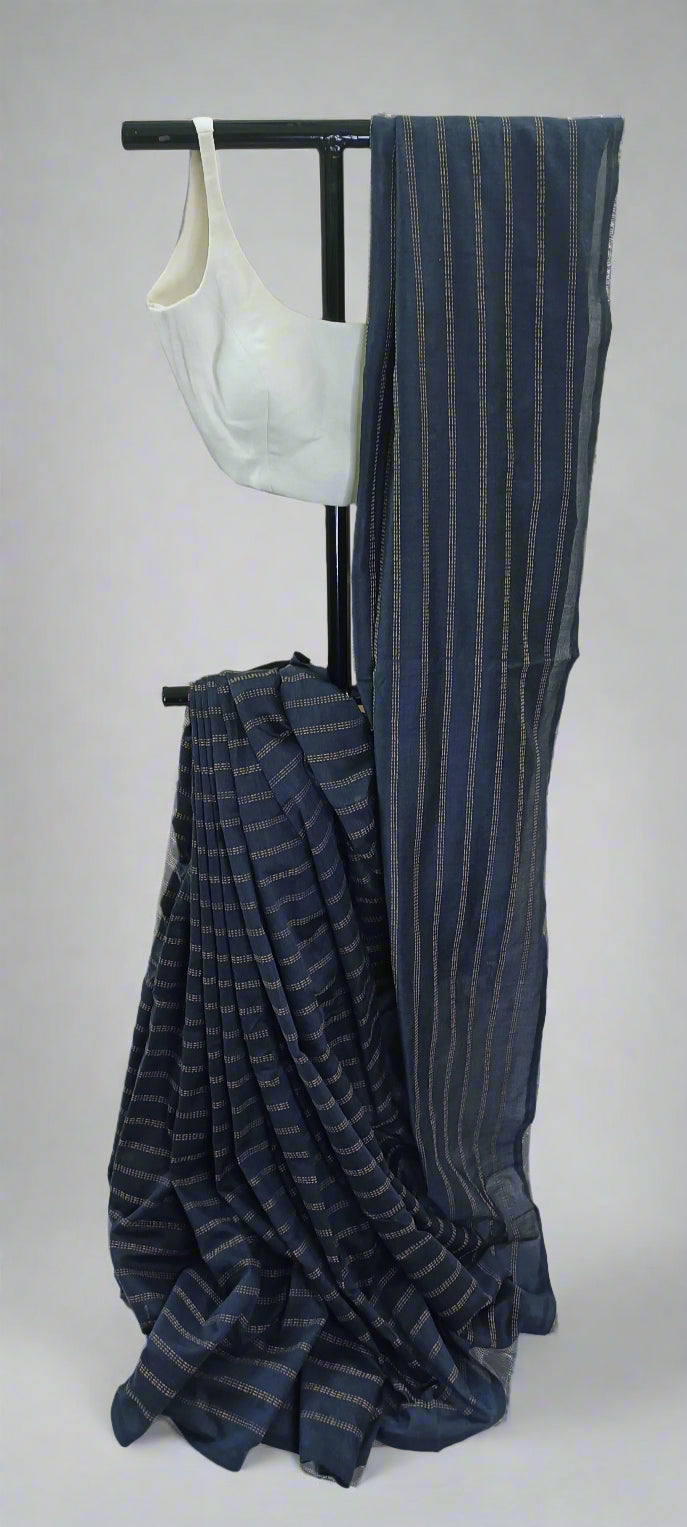 Twilight Moss Kantha Cotton Saree