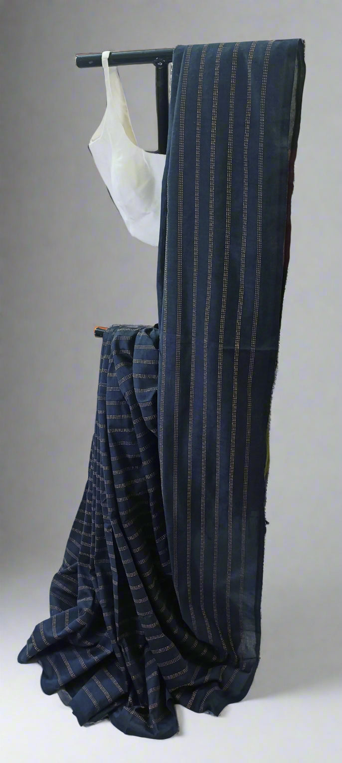 Twilight Moss Kantha Cotton Saree