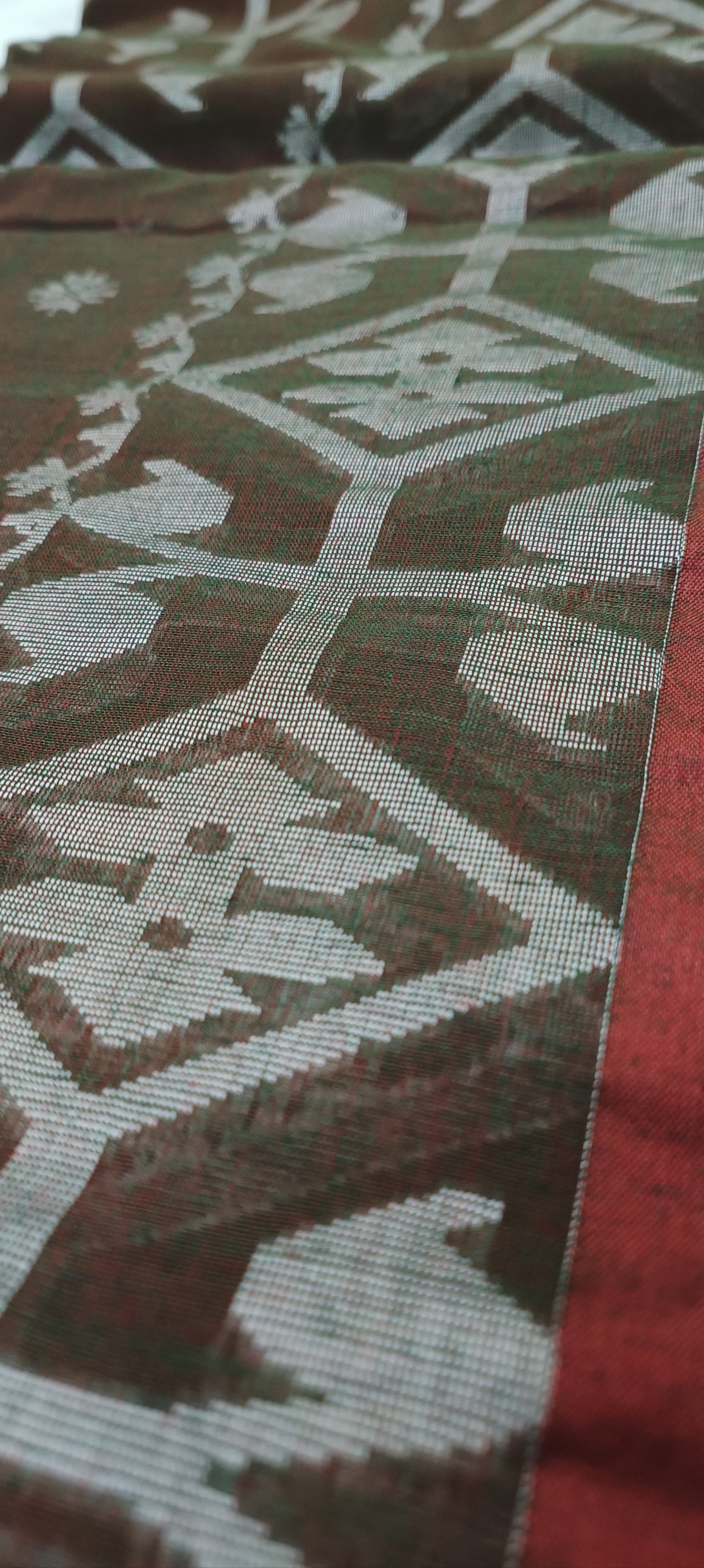 Kukkutsha Brown Cotton Saree