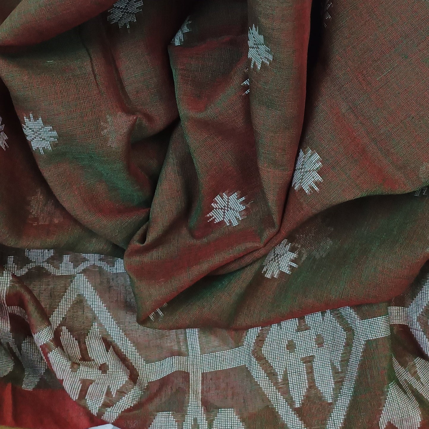 Kukkutsha Brown Cotton Saree