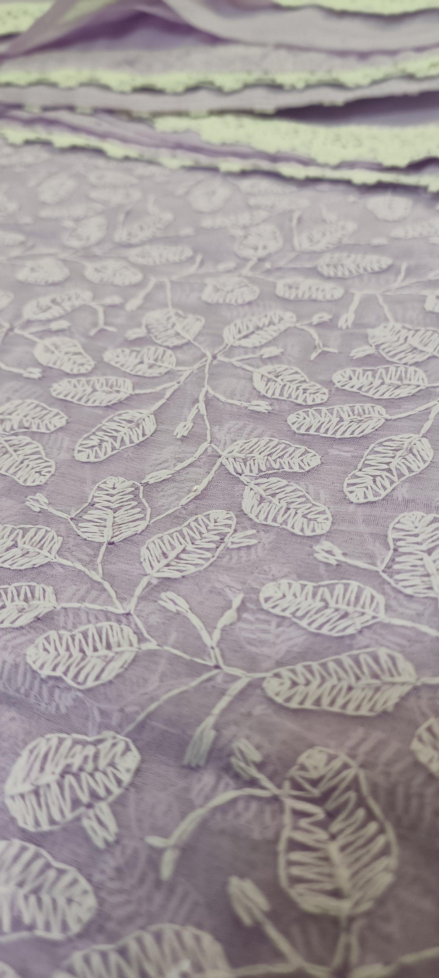 Lavender Whisper Chikankari Work Saree