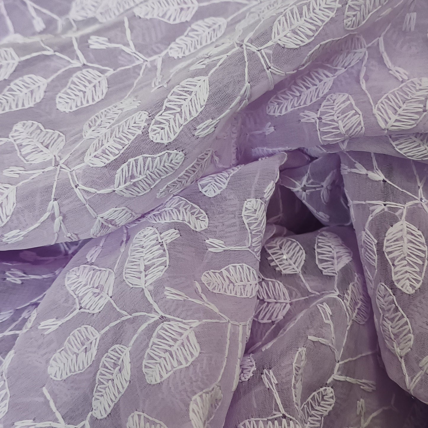 Lavender Whisper Chikankari Work Saree