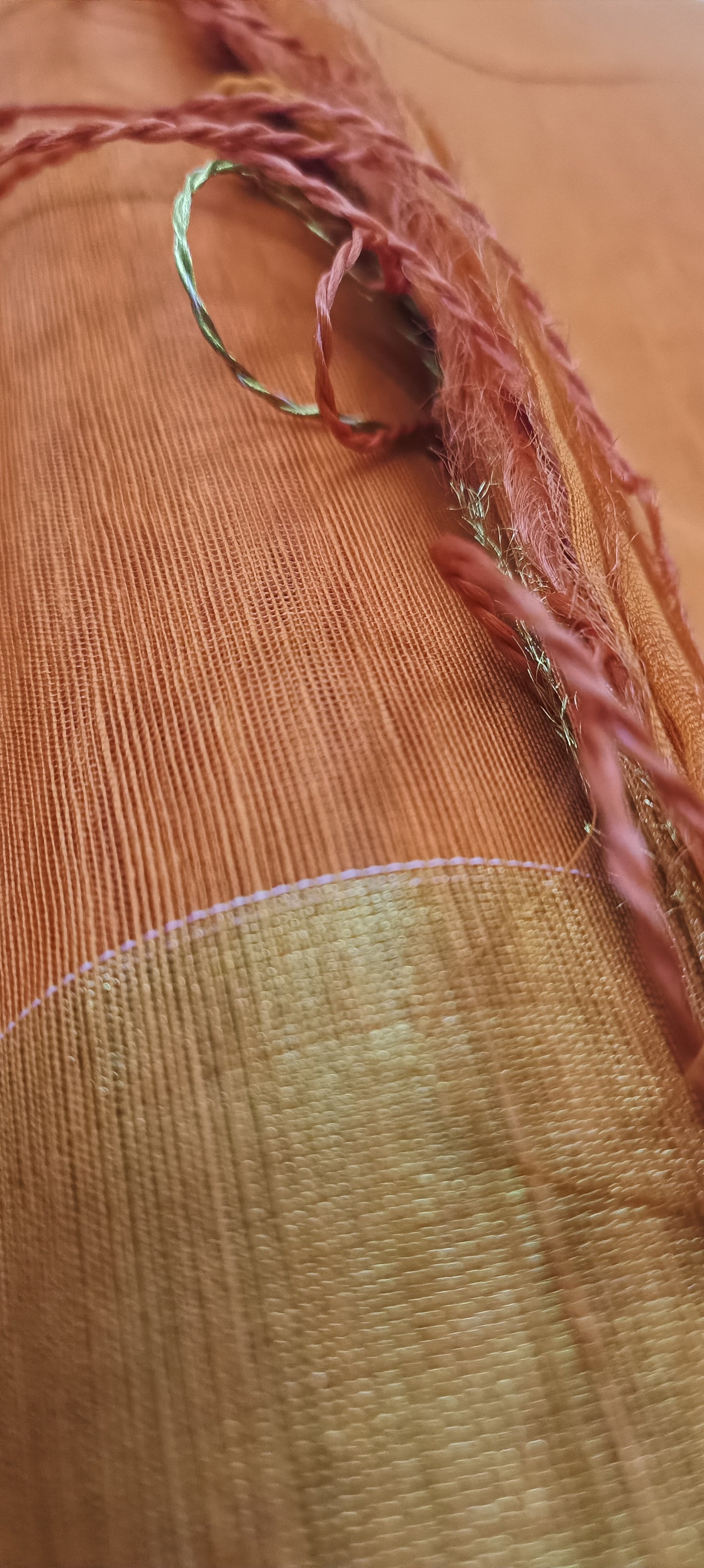 Amber Grove Muslin Saree with Tree Motifs