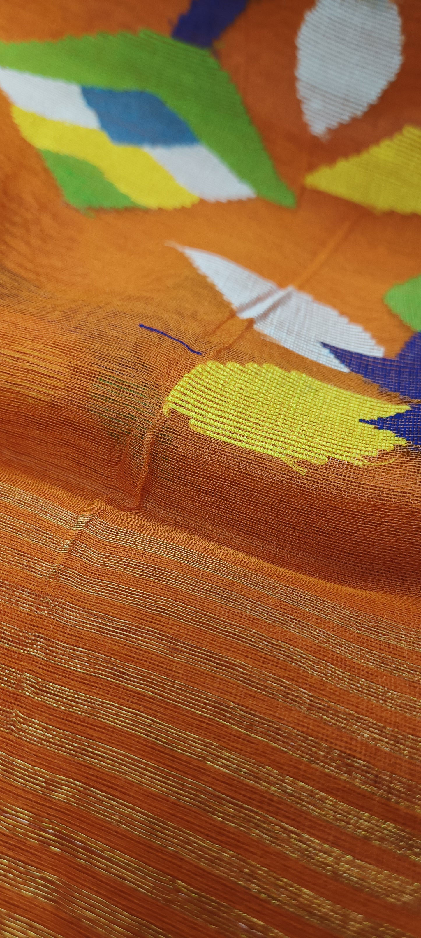 Amber Grove Muslin Saree with Tree Motifs