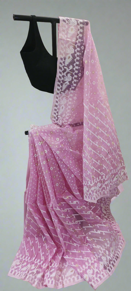 Gulab Saanjh Muslin Dhakai Saree