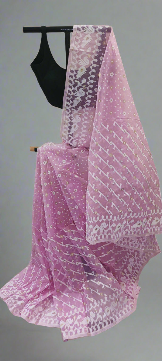 Gulab Saanjh Muslin Dhakai Saree