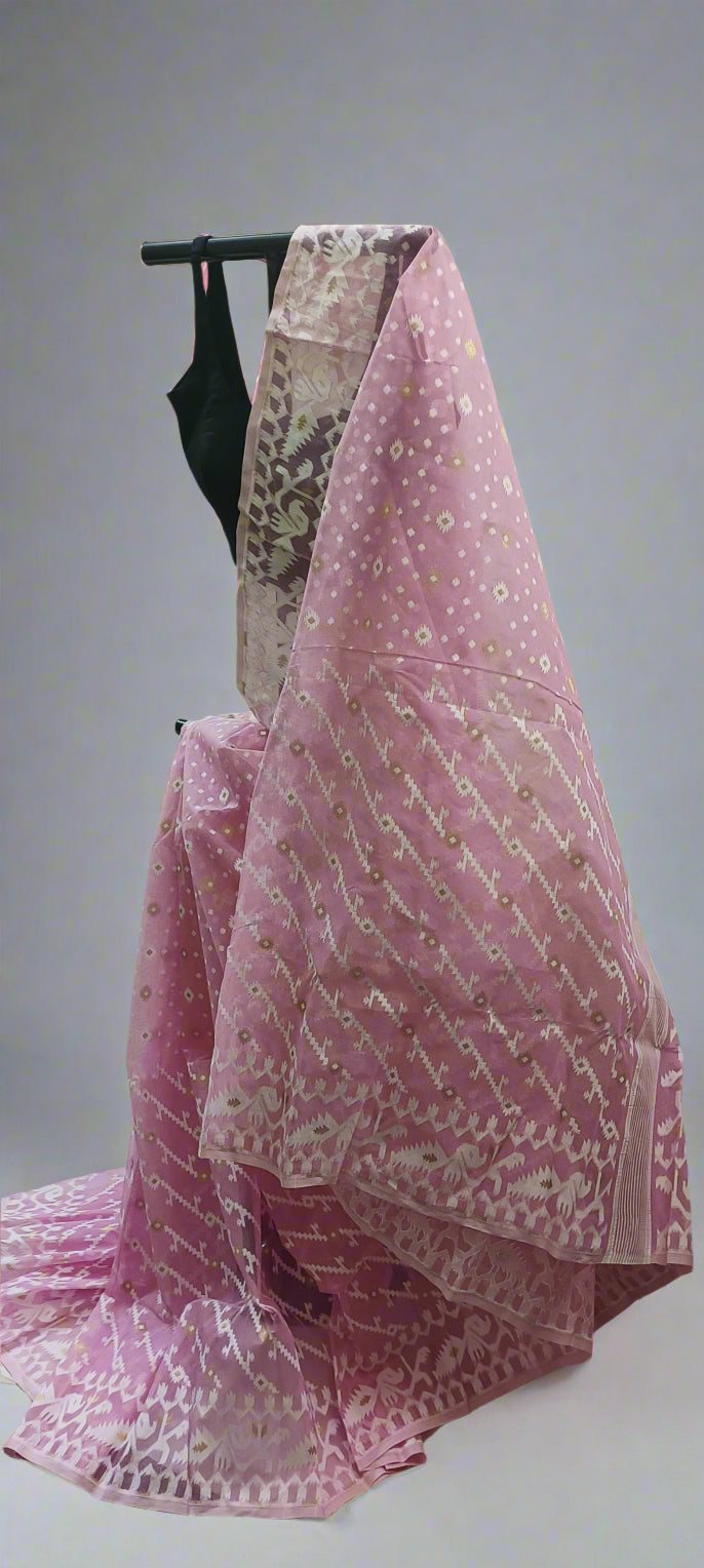 Gulab Saanjh Muslin Dhakai Saree