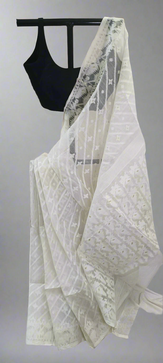 Shwetsona Muslin Dhakai Saree