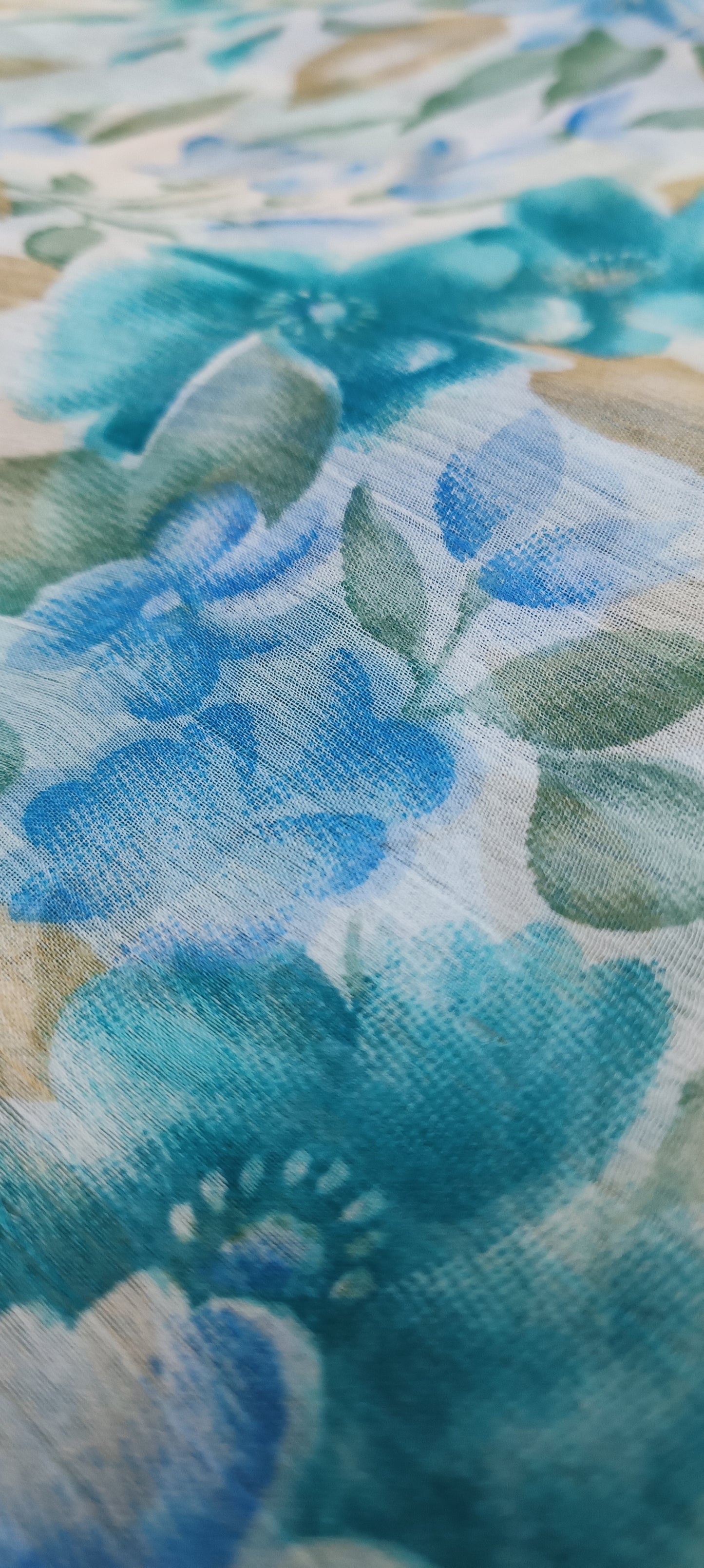 Aqua Petal Bloom Chiffon Saree