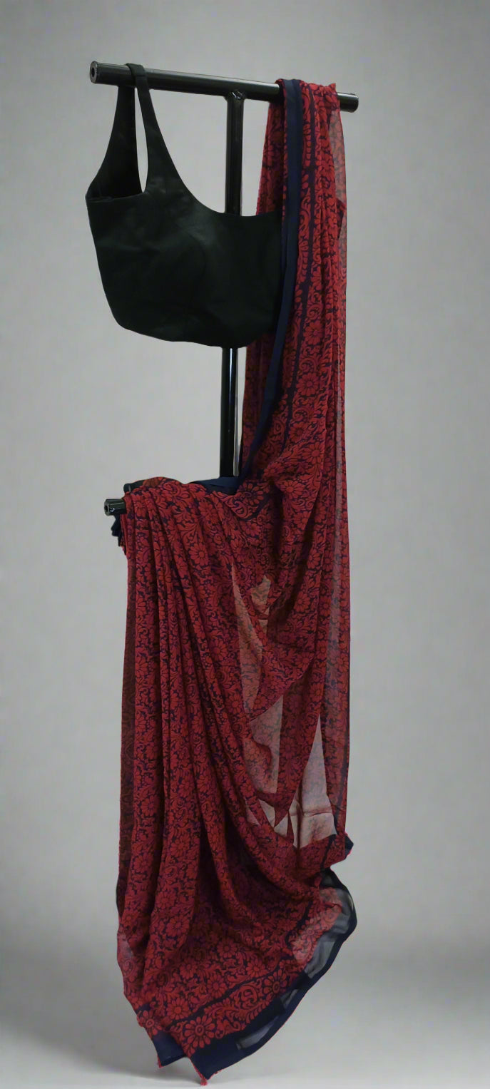 Gulnaar Noir Chiffon Saree