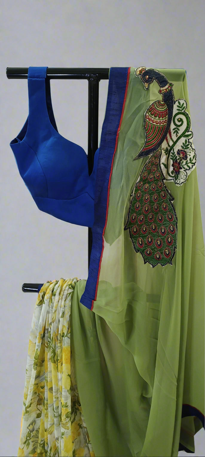 Meadow Bloom Embroidered Chiffon Saree