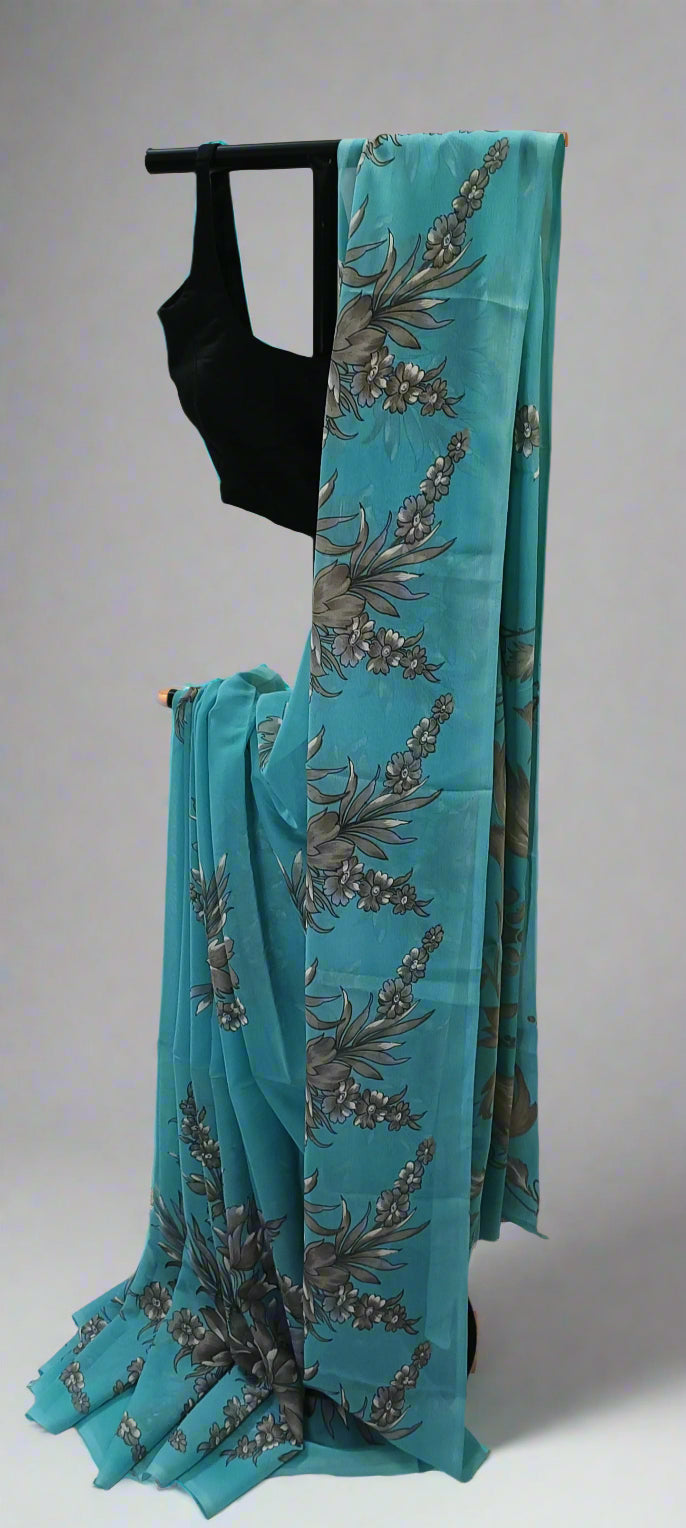 Aqua Whisper Chiffon Saree