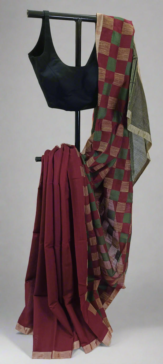 Temple Moss & Madder Cotton Saree