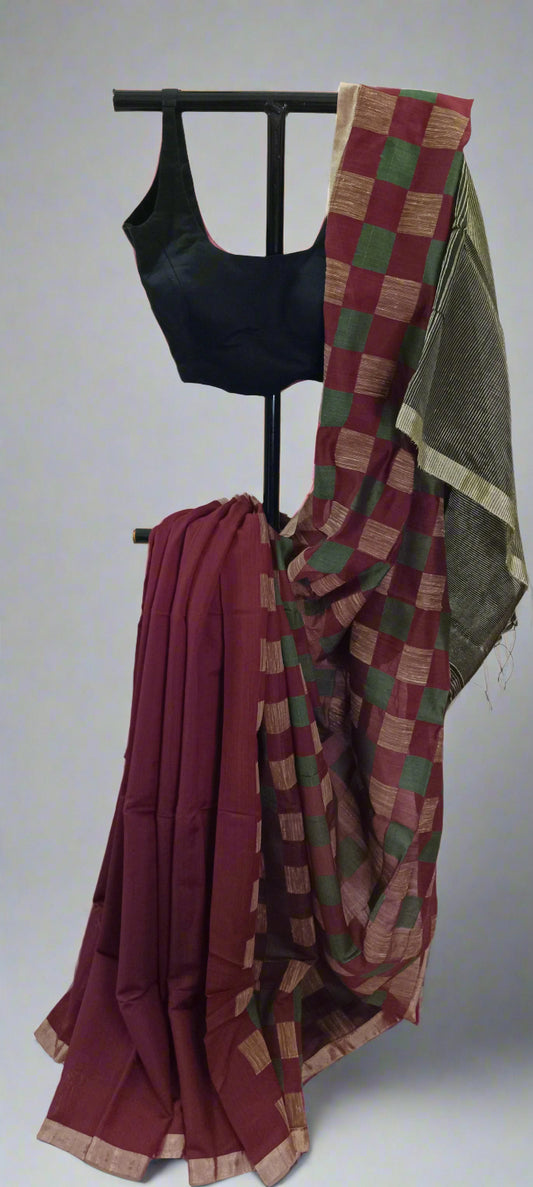 Temple Moss & Madder Cotton Saree
