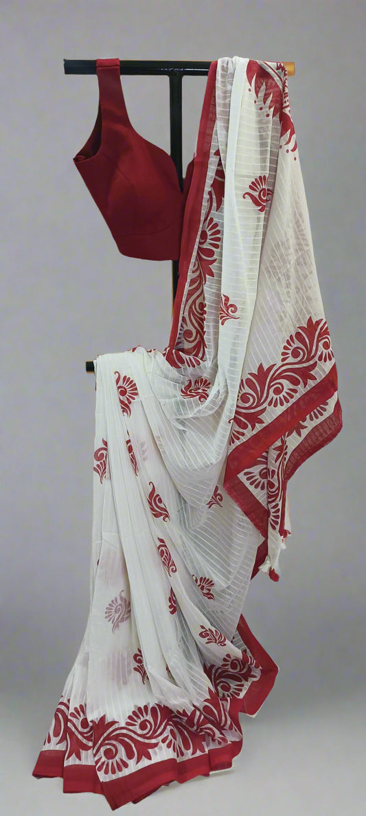 Shwetroj Cotton Handblock Saree