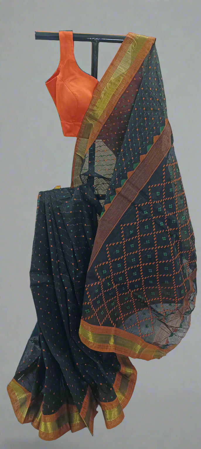 Shondhya Raag Black Dhakai Taant Saree