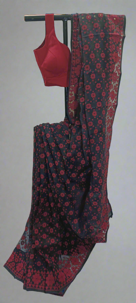 KaaliPhool Muslin Dhakai Saree