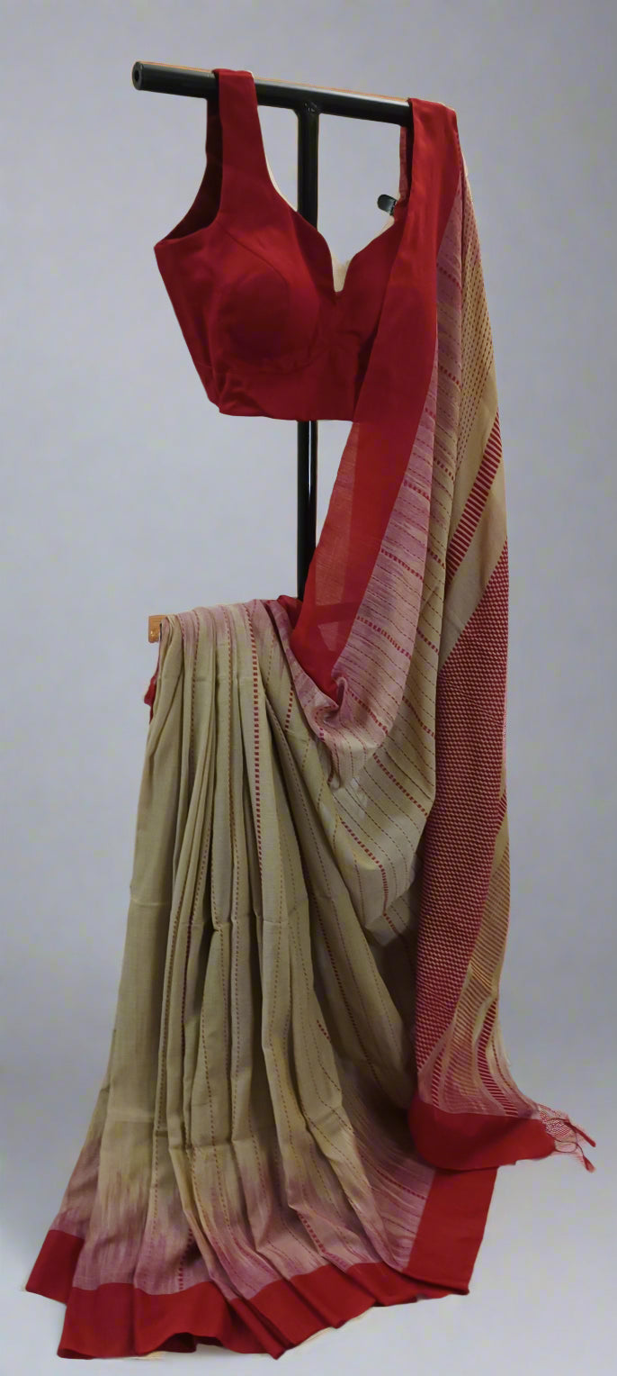 RAKTIMA Kantha Stitch Cotton Saree
