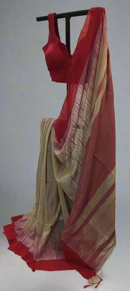 RAKTIMA Kantha Stitch Cotton Saree