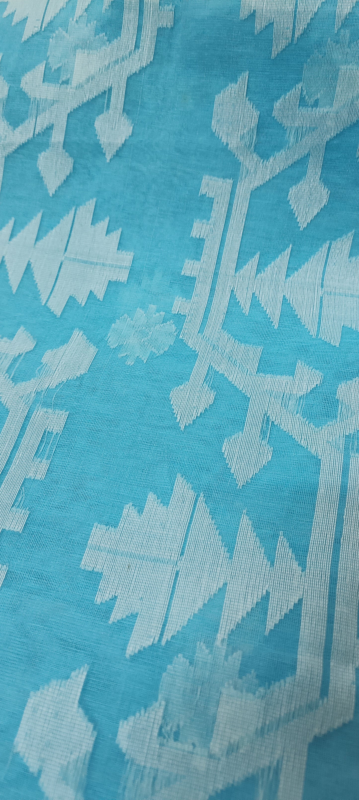 NABONEEL Sky Blue Jamdani Cotton Saree