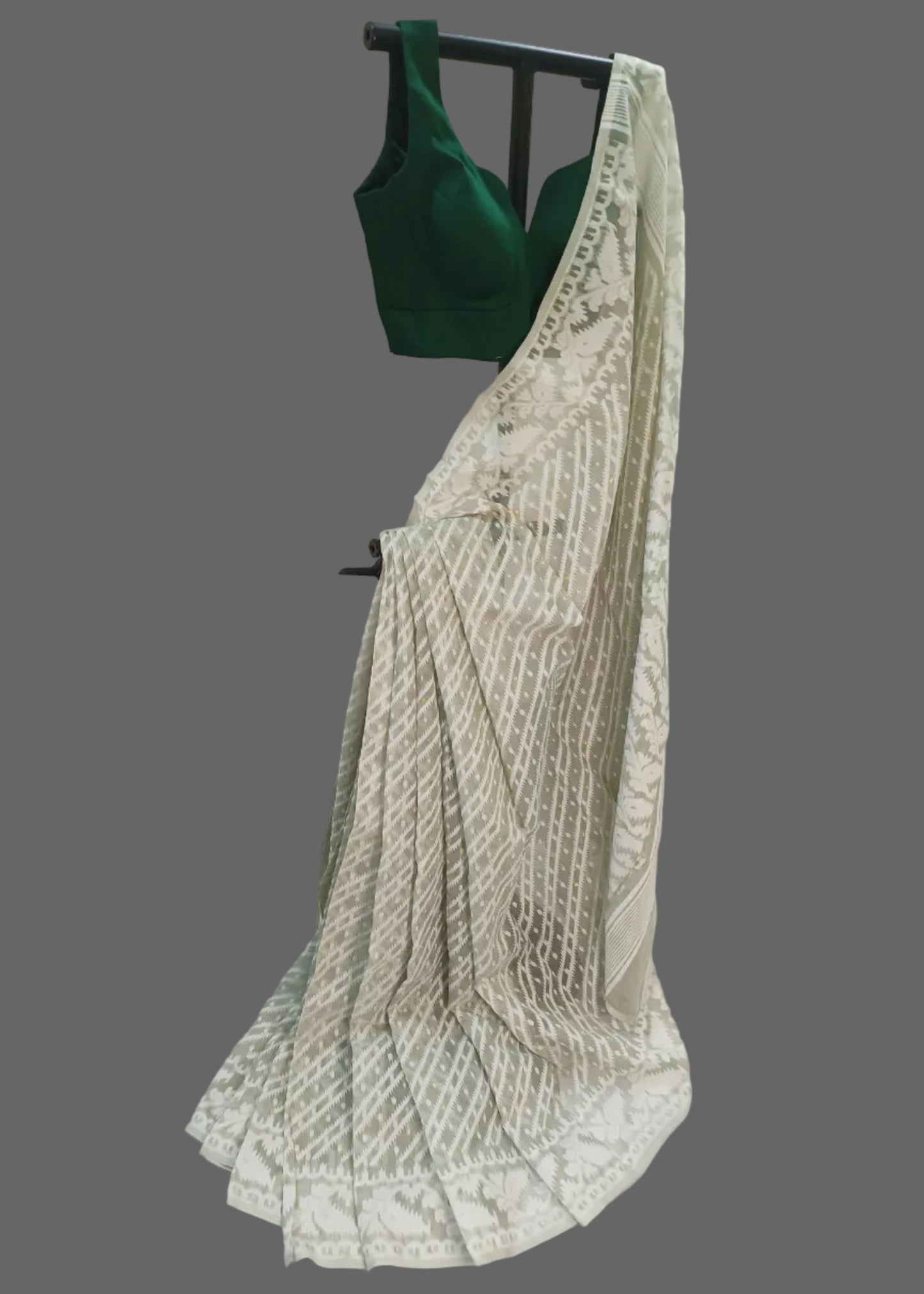 Shwetika Sage Jamdani Cotton Saree