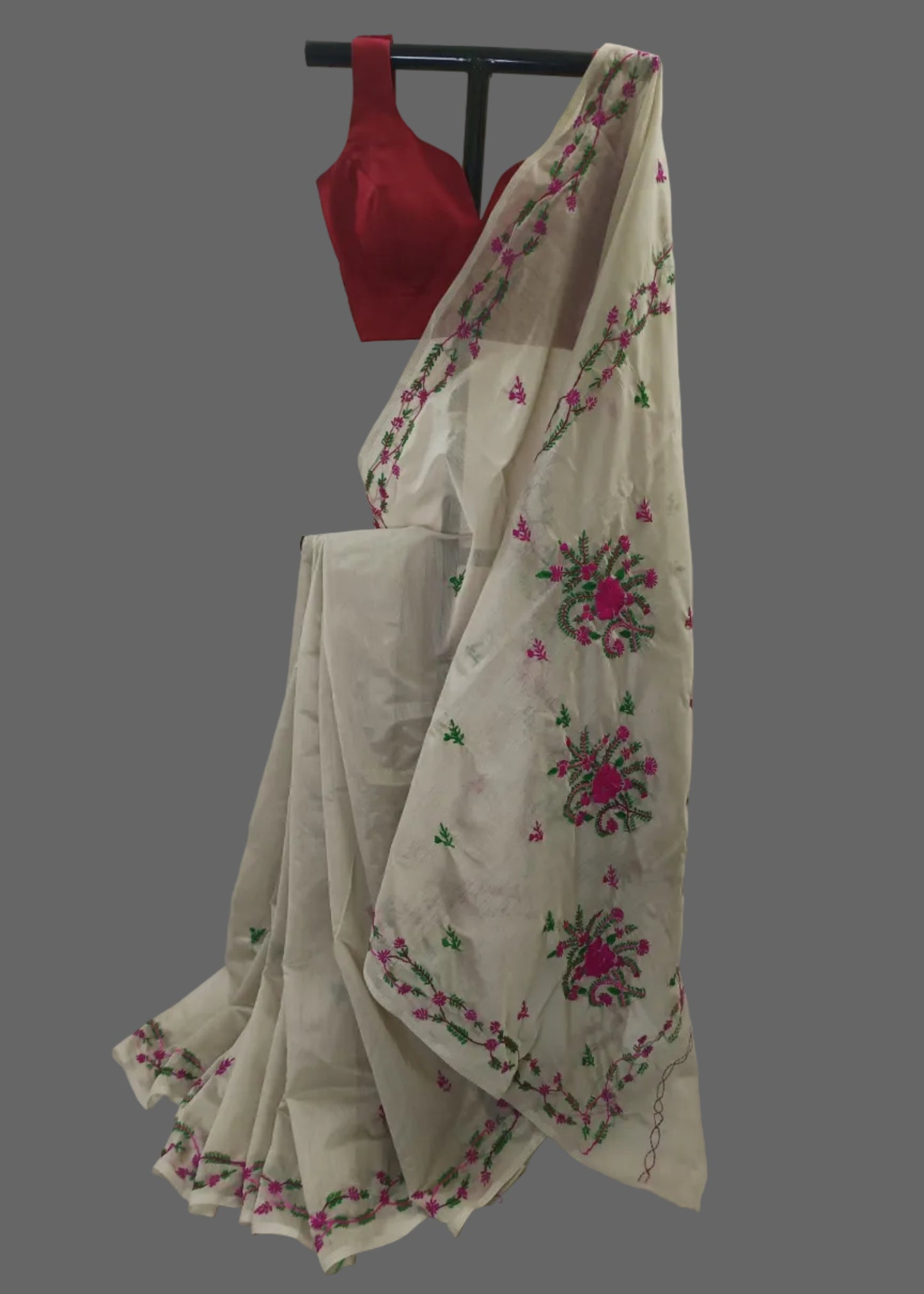 Madhurima Ivory Threadwork Cotton Saree