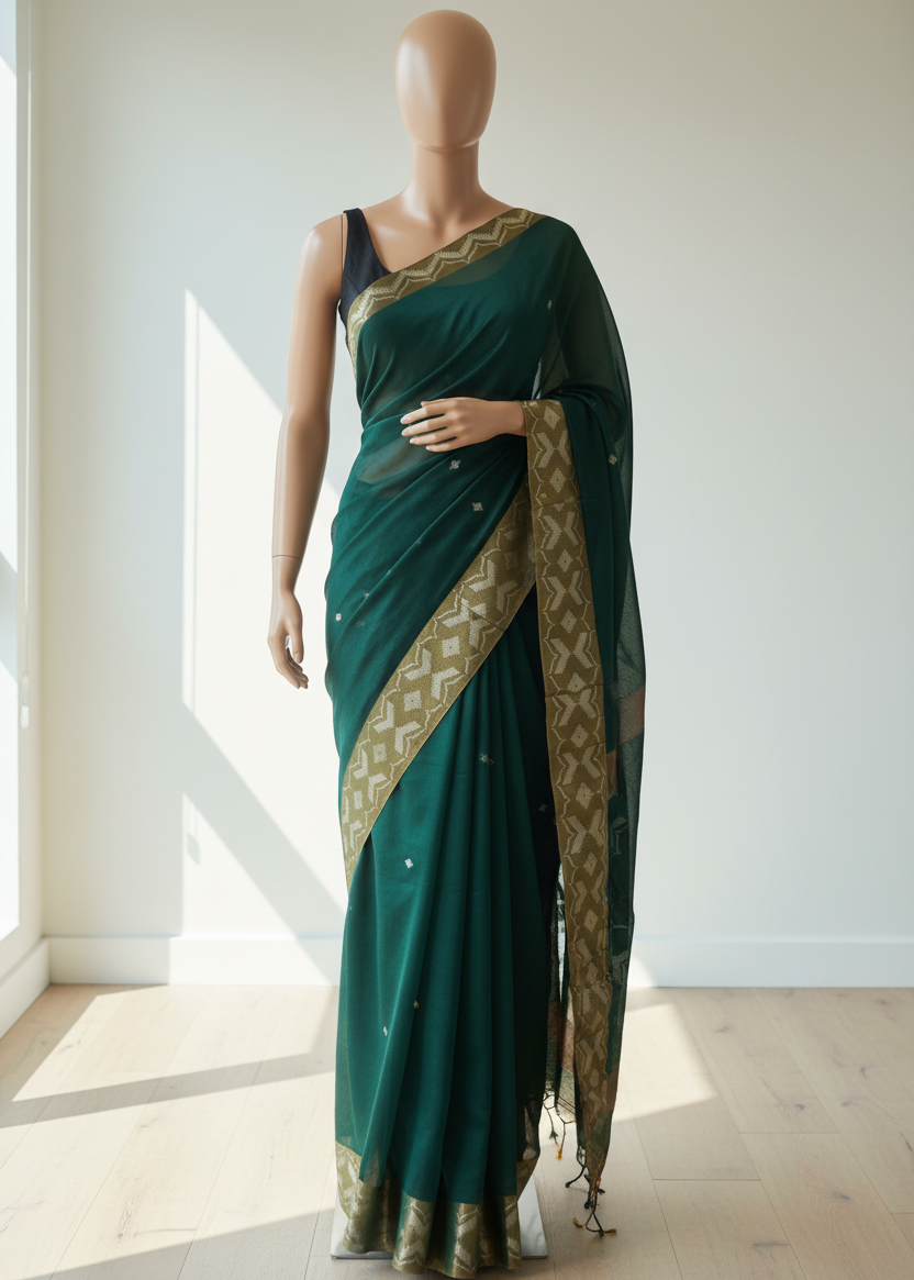 Green Linen saree