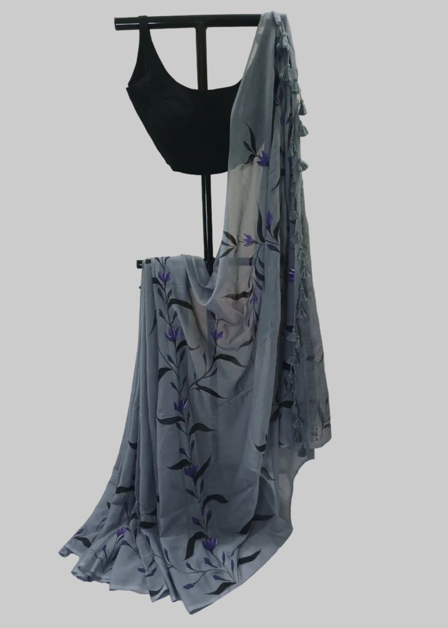 Neelika Grey Mul Cotton Saree