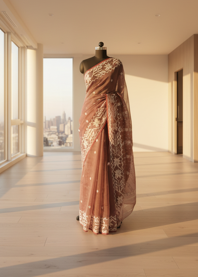Golapmridu Jamdani Linen Saree