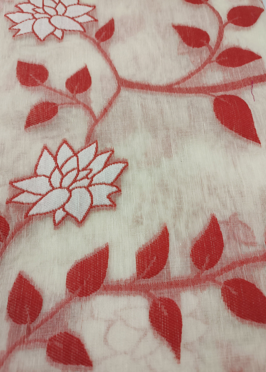 Handcrafted Jamdani cotton saree with breathable lightweight drape for summer wear