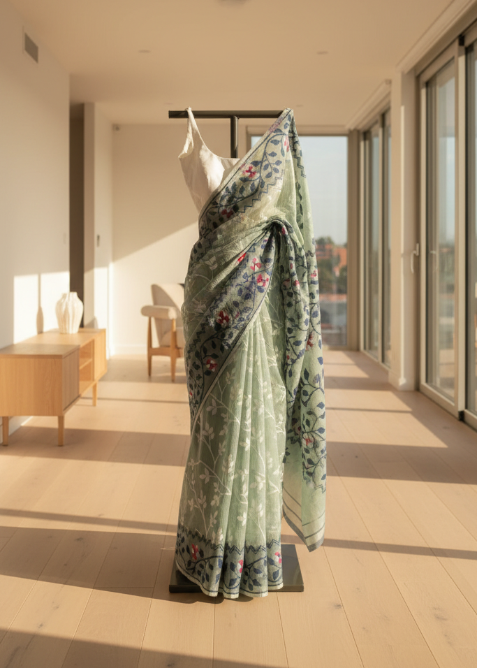 Hara Komol Soft Jamdani Saree