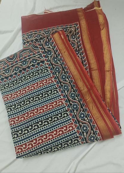 Neel Kalamkari Cotton Saree
