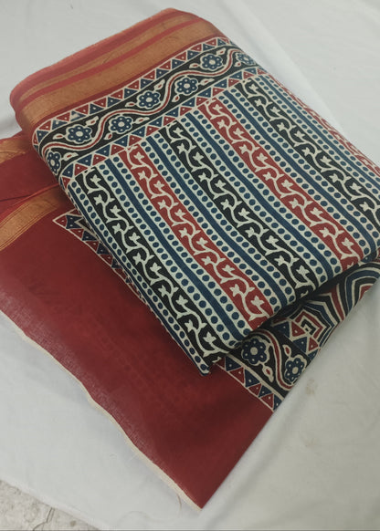 Neel Kalamkari Cotton Saree