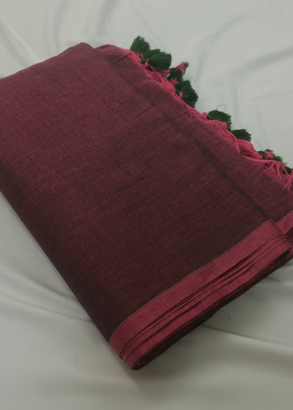 Madira Wine Mul Cotton Saree