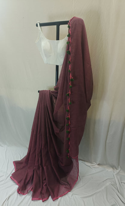 Madira Wine Mul Cotton Saree