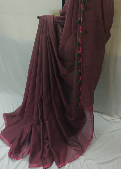 Madira Wine Mul Cotton Saree