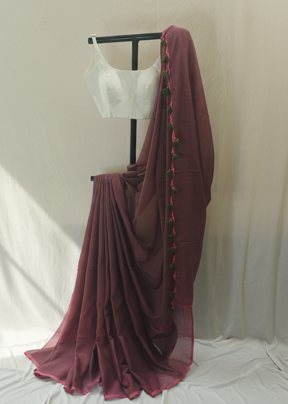 Madira Wine Mul Cotton Saree