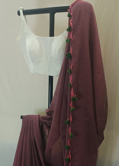 Madira Wine Mul Cotton Saree