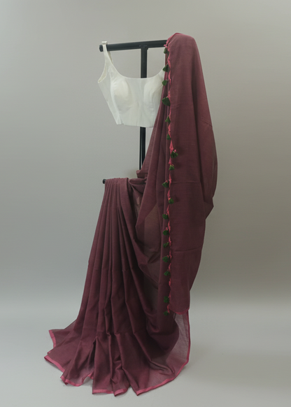 Madira Wine Mul Cotton Saree