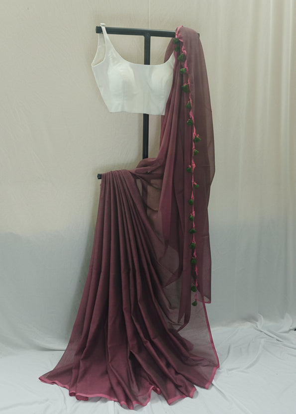 Madira Wine Mul Cotton Saree
