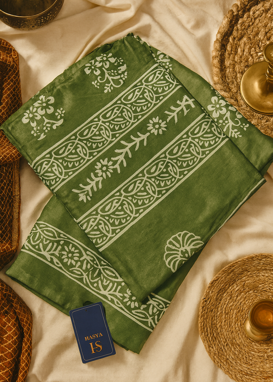 Anant Vriksha Bishnupuri Block Print Saree