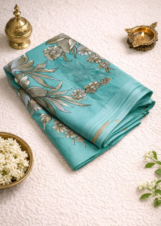 Aqua Whisper Chiffon Saree