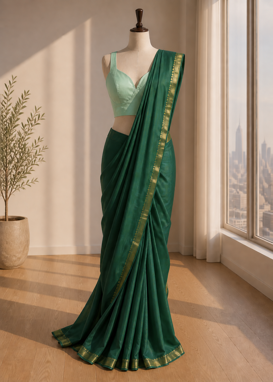 Karunya Green Mangalgiri Cotton Saree