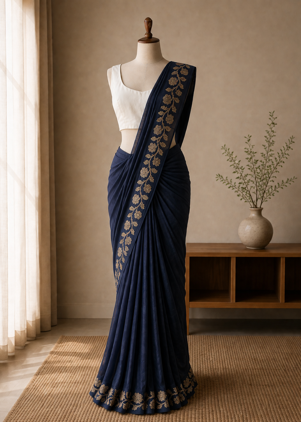 Neelabhr Muga Linen-Silk-Cotton Saree