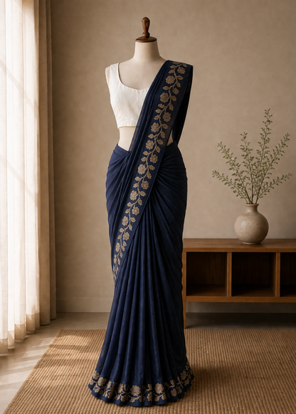 Neelabhr Muga Linen-Silk-Cotton Saree