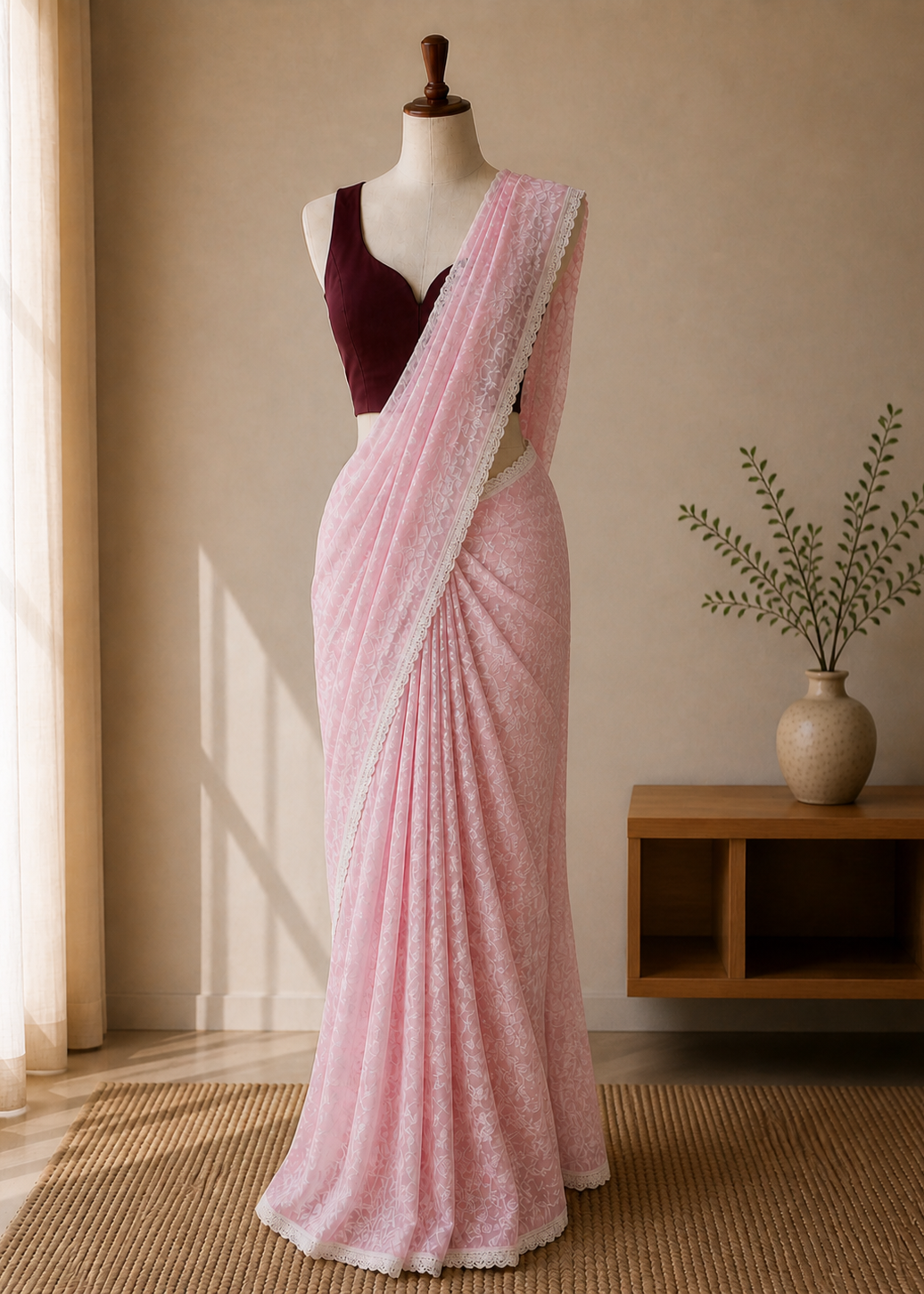 Gulbano Chikankari Work Saree