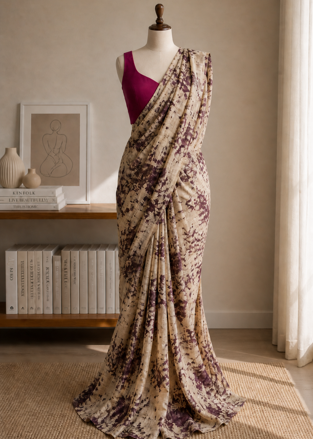 Forest Dust Linen Saree